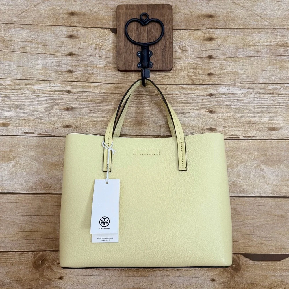 Tory Burch Small Blake Pebble Leather Tote - Lemon Sugar NWT